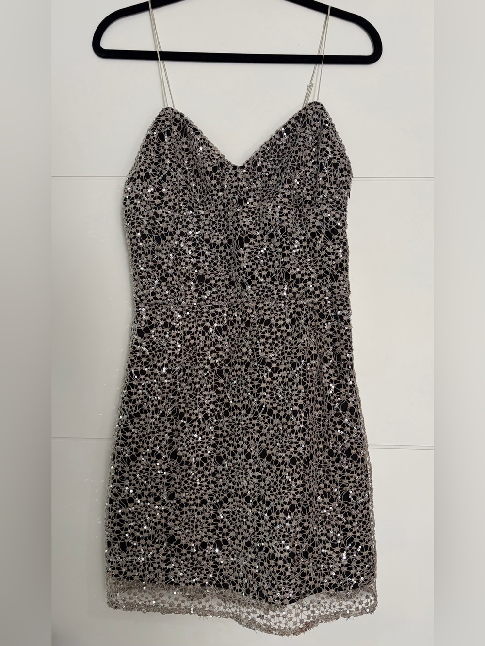 Gianni Bini Strappy Black & Silver Slip Dress, Women’s Large, Stunning Dress